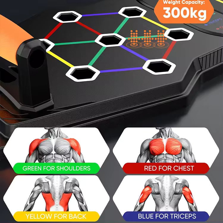 Flexfinity Foldable Push Up Board, 25-in-1 Multifunction Home Workout Equipment for Upper Body, Portable, Color-Coded Variations